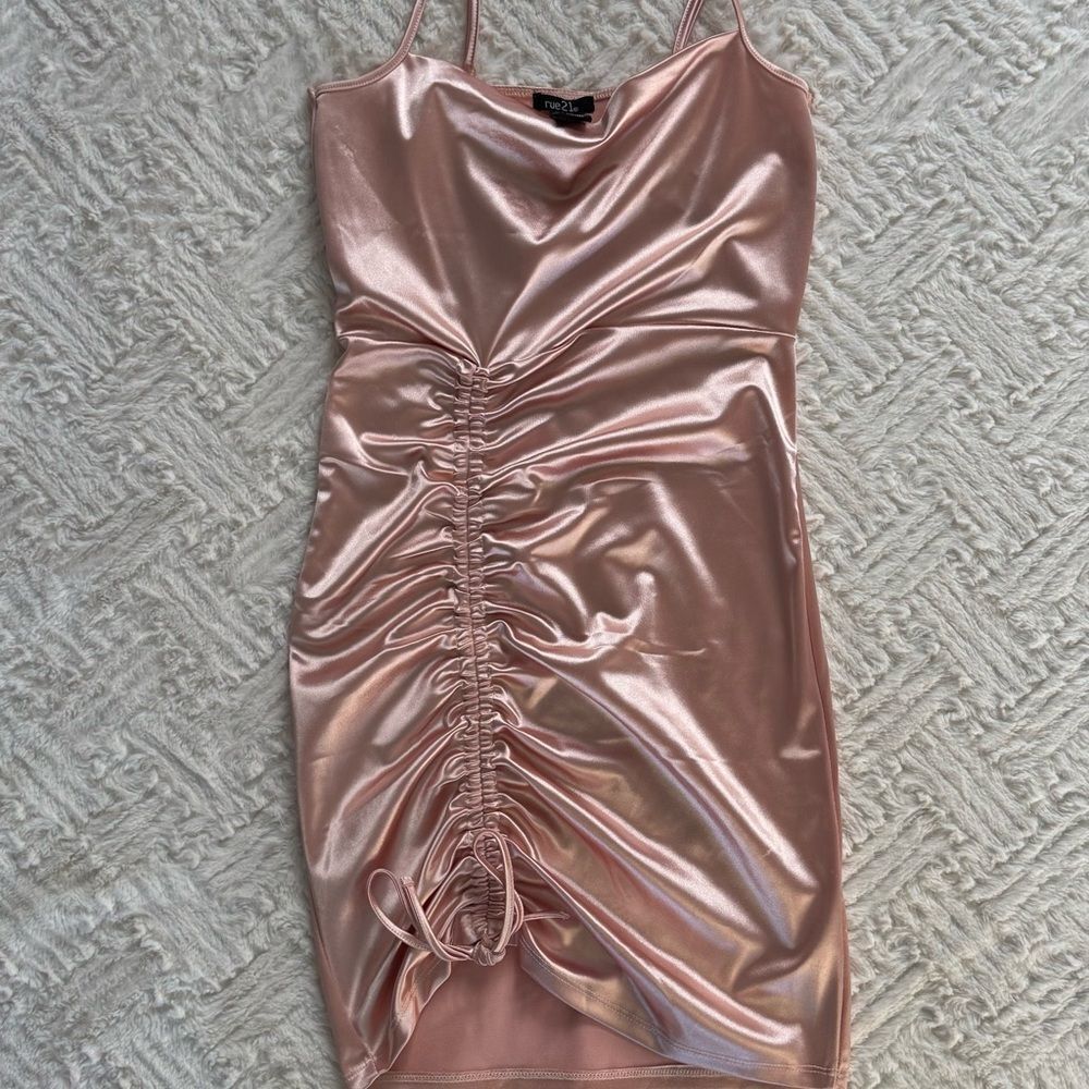 Rue21 Gold Ruched Bodycon Mini Dress